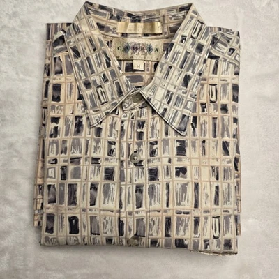  Campia Moda Casual Short Sleeve Shirt Size M, Tan, Cream, Gray - Image 1 of 4