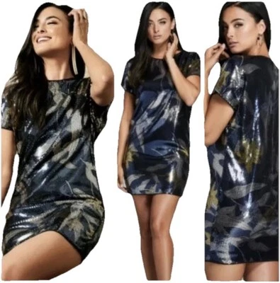 VESTIDO CAMISERO CON LENTEJUELAS GUESS BY MARCIANO LILY LOVE Talla S Azul Marino/Dorado/Plata Foto 1 de 4