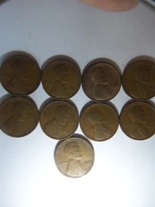 9 CENTAVOS DE TRIGO 1920-1929 JUEGO COMPLETO DE P-MINTS EXCEPTO EL 1922-P - Imagen 1 de 10