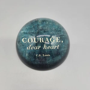 Courage Dear Heart C.S. Lewis Glass Paperweight SUGARBOO & CO DEALER Heavy HTF - Picture 1 of 13