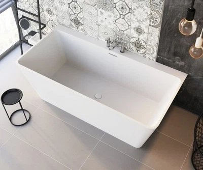 Cubico Milo White Freestanding Acrylic Bath 1680x800mm - White - Image 1 of 4