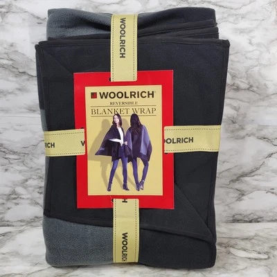 Woolrich Manta Reversible Envoltura Carbón y Borde Negro Talla Uno NUEVO Foto 1 de 4