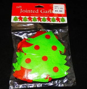 Green & Red Xmas Trees Felt Jointed Garland 5 Feet x 6" Tall - Picture 1 of 2