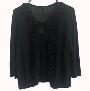 Talbots Lammwollmischung Strickjacke Gr. PM schwarz Perlen 3/4 Ärmel Pullover gebraucht, in einwandfreiem Zustand - Bild 1 von 10