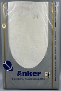 2x Vintage Anker Bett Tücher Deutsche Aussteuerwäsche Halb Leinen 150x250 OVP - Bild 1 von 5