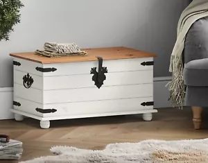 Corona Blanket Box Storage Chest White Wax Solid Pine Mercers Furniture® - Picture 1 of 2