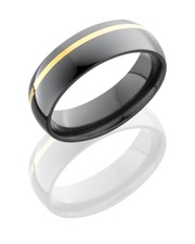 Men's Zirconium Wedding Band with Yellow Gold Stripe, size 10