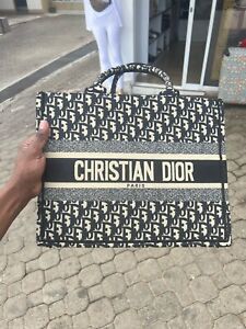 Christian Dior CD Book Tote Large Tote Canvas Black