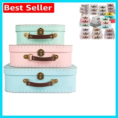 Juego de 3 maletas de almacenamiento retro multicolor - organizadores apilables elegantes Foto 1 de 3