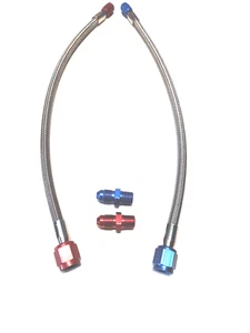 4AN 15" NITROUS STAINLESS HOSE 4AN To 3AN RED And BLUE With 4an 1/8 Npt Fittings - Picture 1 of 1