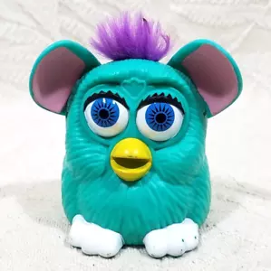 McDonald's Furby Happy Meal 1998 figura de juguete azul azulado/agua azul púrpura orejas movimiento - Imagen 1 de 10