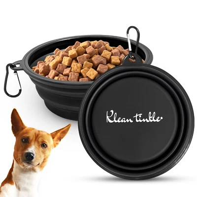KLEAN TINKLE Small Portable Travel Collapsible Foldable Pet Dog Bowl for Food & Water Dish