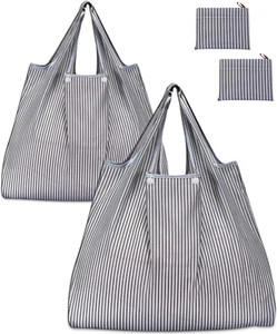 Reusable Grocery Bags, Eco-Friendly Folding Tote Shopping Bag Fits in Pocket, Wa - Picture 1 of 12
