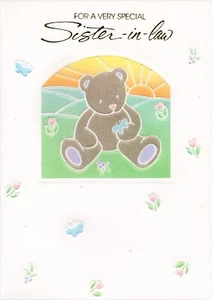 Cute MOTHER'S DAY Card FOR SISTER-IN-LAW, Teddy Bear by Gibson Greetings + ✉ - Picture 1 of 4