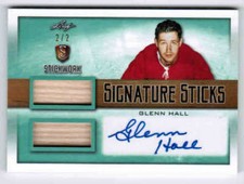 17/18 2017 LEAF STICKWORK GLENN HALL SIGNATURE STICKS AUTO EMERALD 2/2 RED WINGS