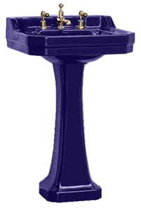 TRTC Doulton Blue 56cm Basin and Pedestal - Picture 1 of 3