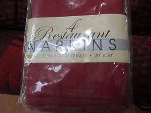 CINTA ROJA ~ SERVILLETAS DE LINO ~ JUEGO DE 4 20" X 20" ~ - Imagen 1 de 4