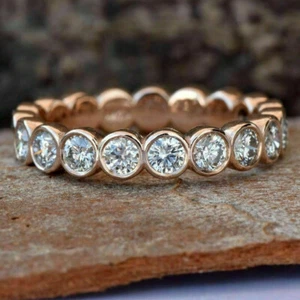 Rund Diamant Zargen Set Hochzeit Jubiläum Band Memoire Bandring Rotgold-Finish - Bild 1 von 5