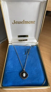 Vintage Jewelmont OPAL Pendant Sterling Silver w/Gold Finish Necklace Boxed NOS - Picture 1 of 12