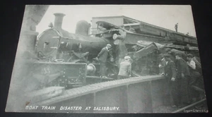Old Real Photo style P/C SALISBURY BOAT TRAIN DISASTER 1906 RAIL ENGINE CRASH - Imagen 1 de 2