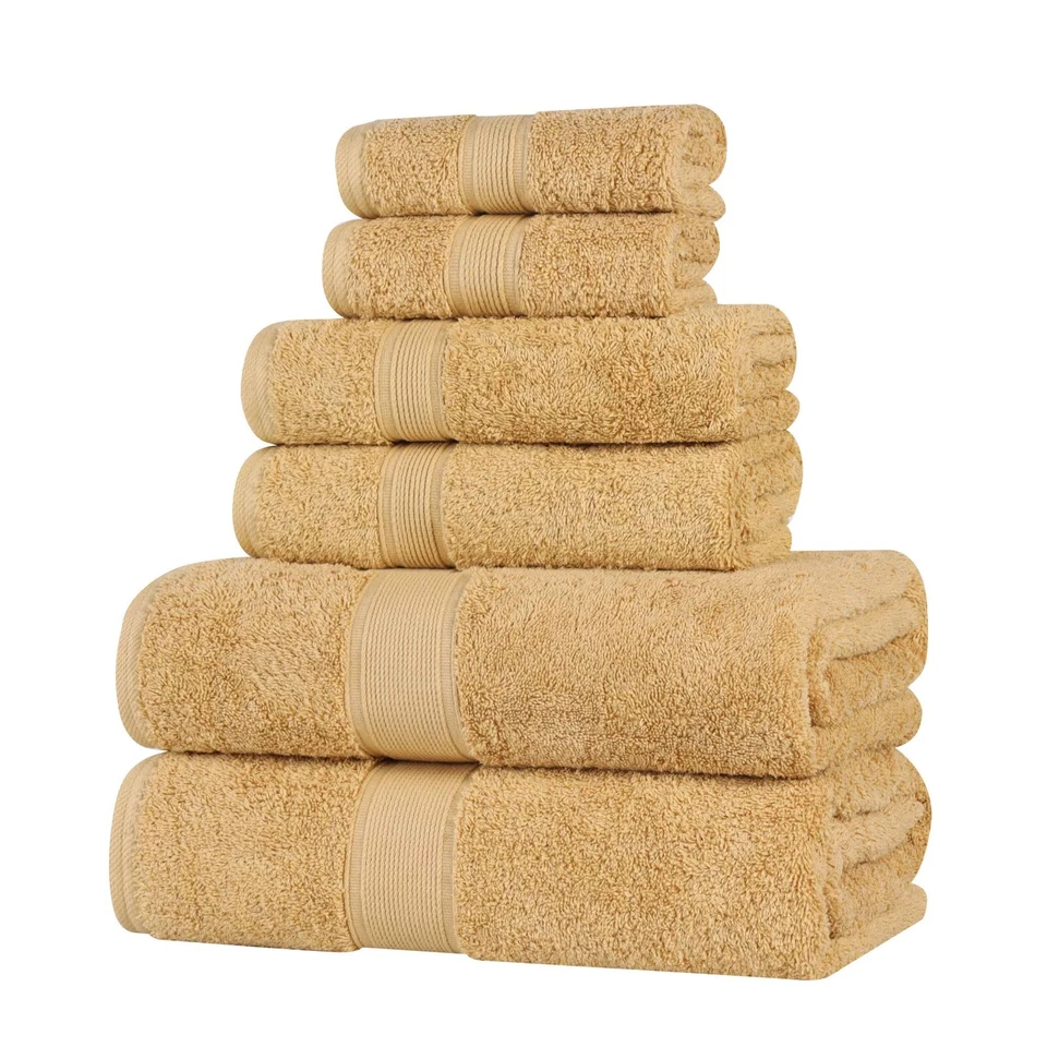 Juego de toallas Oregon 100 % algodón orgánico felpa gruesa peso medio sólido 6 piezas Foto 1 de 4