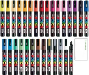 Uni POSCA Paint Art Pen PC-5M Color Lot of 29 Marker 1.8mm gift FedEx Tracking - Picture 1 of 2