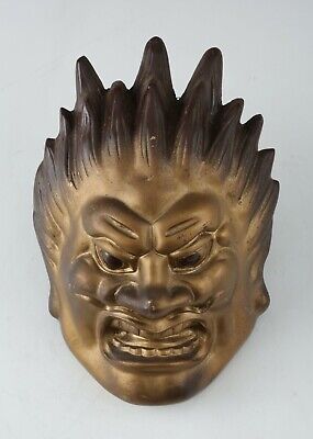 Old Vintage Iron Buddhism Mask Plaque -Basara- Showa Product Nara Yakushi-Ji • 244.37$