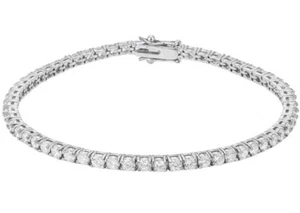 Platinum finish round cut classic design created diamond tennis bracelet - Picture 1 of 1