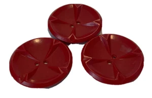 Lot 3 Red Geometric Pattern Circle Bakelite Buttons - Picture 1 of 7