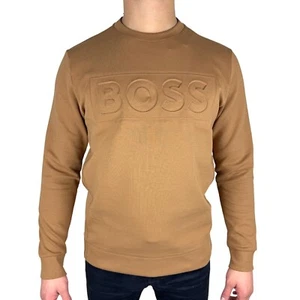 BOSS Sweatshirt Mens Brown Pullover With Logo - Salbo 1 - Picture 1 of 8