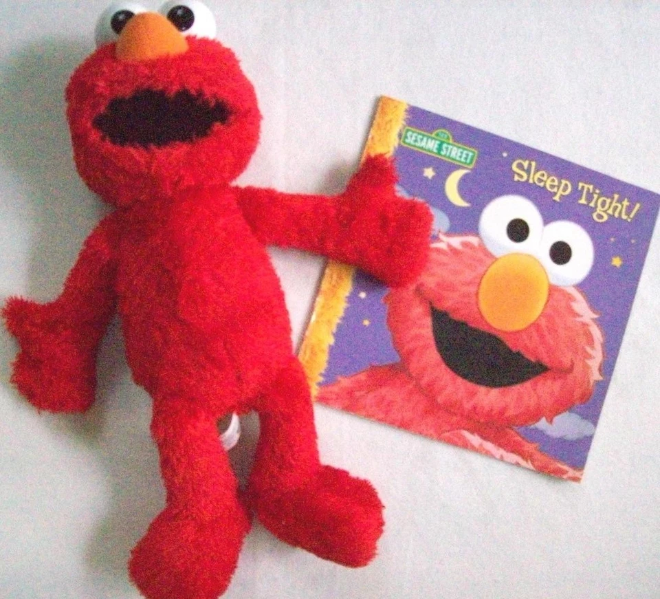 14" SESAME STREET TICKLE ME ELMO TALKING TOY 2011 HASBRO PB SLEEP TIGHT! PB BOOK - Image 1 of 1