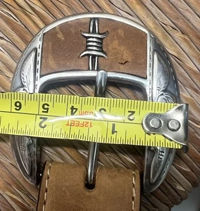 Justin Western Gürtel silber Schnalle hellbraun braun Leder Größe 36 Rodeo Cowboy - Bild 1 von 22