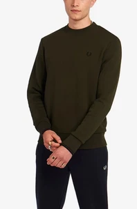 FRED PERRY Crew Neck Embroidered Sweatshirt Sweater Pullover Jagd Grün Gr. M - Bild 1 von 13