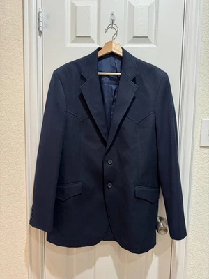 Circle S Ranch & Western Wear Men’s 42L Navy Western Sport Coat Blazer USA - Image 1 of 4
