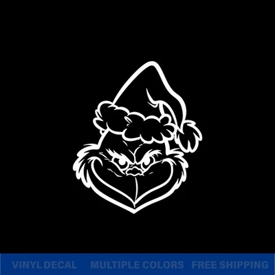 Grinch Face Santa Hat Vinyl Decal Sticker - Durable, Weatherproof Car & Window - Image 1 of 4