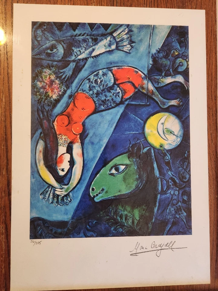 Marc Chagall BLUE CIRCUS Facsimile Signed Limited Edition Giclee 16" x 11.5" - Image 1 of 4