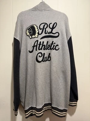 Polo RALPH LAUREN 夹克印度酋长 2XL 运动俱乐部拉链棉羊毛 $245 — 第 1/4 张图片