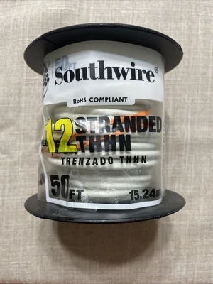 Southwire #22965883 • 50 ft. • 12 Stranded • CU THHN Wire • White • New / Sealed - Image 1 of 3