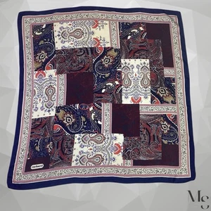 CACHAREL Burgundy Paisley Luxury Silk Scarf 35"-33.5” GOOD COND - Picture 1 of 7