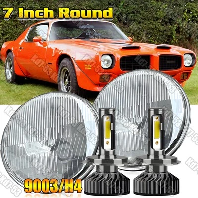 Par de faros LED redondos de 7" para Pontiac Firebird 1970-1976 lámpara de haz alto/bajo Foto 1 de 4