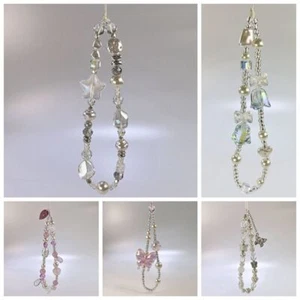 Clear Star Phone Lanyard Y2K Silver Beads Phone Chain  Bracelet Keychain - Picture 1 of 27