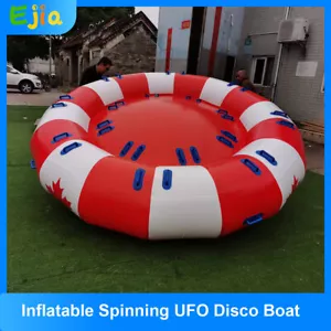 13 Fuß 8 Personen aufblasbares sich drehendes UFO Disco Boot abschleppbarer Schlauch für Wasserspiele - Bild 1 von 10