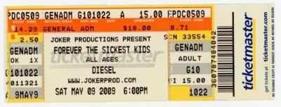 Forever the Sickest Kids Concert Ticket Diesel Pittsburgh, PA 2009 - Image 1 of 2