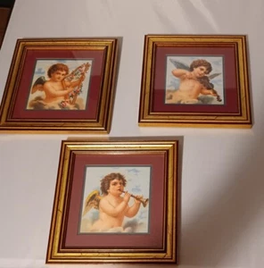 Menge 3 Vintage Home Interieur Cherubs gerahmte Drucke - Bild 1 von 9