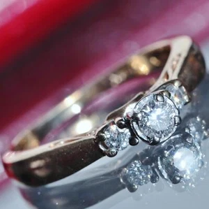 14k yellow gold engagement ring 0.30ct natural diamond solitaire handmade 3.2gr - Picture 1 of 12