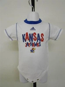 Nuevo-Remendado- Kansas Jayhawks Bebés 3-6 Meses (3/6M) Adidas Body Blanco - Imagen 1 de 8