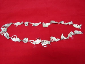 OLD METAL SIGNED WILD BOYDE CAT NECKLACE BRACELET JEWELRY - Picture 1 of 3