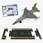 Hot Wings Planes F-16 Grey Military Markings Jet with Connectible Runway 