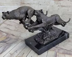 Henry Moore Cougar Jaguar Puma Wild Life Bronze Sculpture Statue Figurine Figure - Picture 1 of 10
