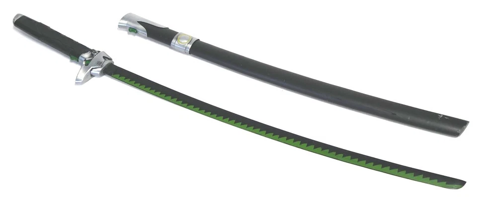 Katana Ninja Futurista Negra y Verde Acero al Carbono Réplica 40" Largo con Funda Foto 1 de 4